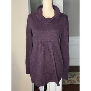 Women's Eddie Bauer Cowl Neck Long Sleeve Cotton Blend Sweater Purple Sz M